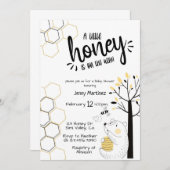 はちみつ、赤ん坊シャワー男女兼用。 招待状 (正面/裏面)