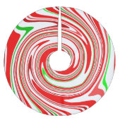 はっか菓子の杖の渦巻の赤く白い緑 ブラッシュドポリエステルツリースカート (正面)