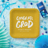 はっきりしたおめでとうが黄色い卒業パーティーを開く ペーパープレート (パーティー)