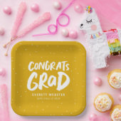 はっきりしたおめでとうが黄色い卒業パーティーを開く ペーパープレート (パーティー)