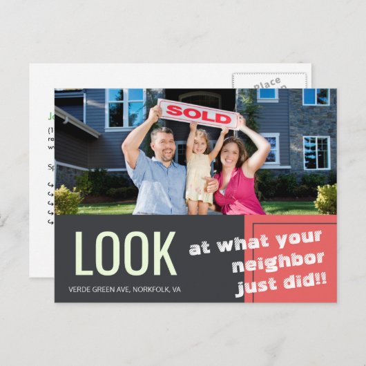 はっきりしたおもしろいは売れたばかりの広告テンプレート ポストカード (正面/裏面)