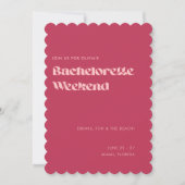 はっきりしたおもしろいガーリーピンク色マゼンタバチェロレッテ週末 招待状 (正面)