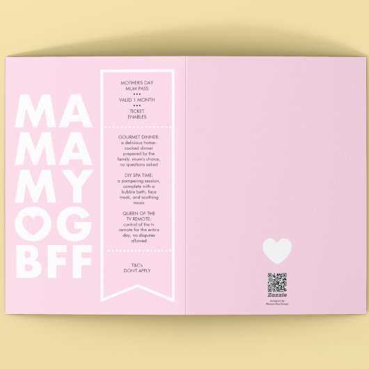 はっきりしたおもしろい編集可能チケット文字ピンクマザーズデイ カード