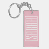 はっきりしたお名前モダンまたは単語 |ピンクの白 キーホルダー (正面左)