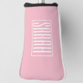 はっきりしたお名前モダンまたは単語 |ピンクの白 ゴルフヘッドカバー (回転90)