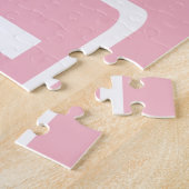 はっきりしたお名前モダンまたは単語 |ピンクの白 ジグソーパズル (側面)