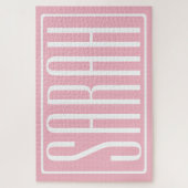 はっきりしたお名前モダンまたは単語 |ピンクの白 ジグソーパズル (縦)