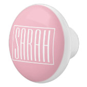 はっきりしたお名前モダンまたは単語 |ピンクの白 セラミックノブ (右)