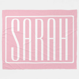 はっきりしたお名前モダンまたは単語 |ピンクの白 フリースブランケット