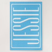 はっきりしたお名前モダンまたは単語 |白とスカイブルー ジグソーパズル (縦)