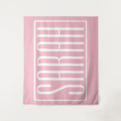 はっきりしたお名前モダンまたは単語 |白/ピンク淡い色の色 タペストリー (正面)