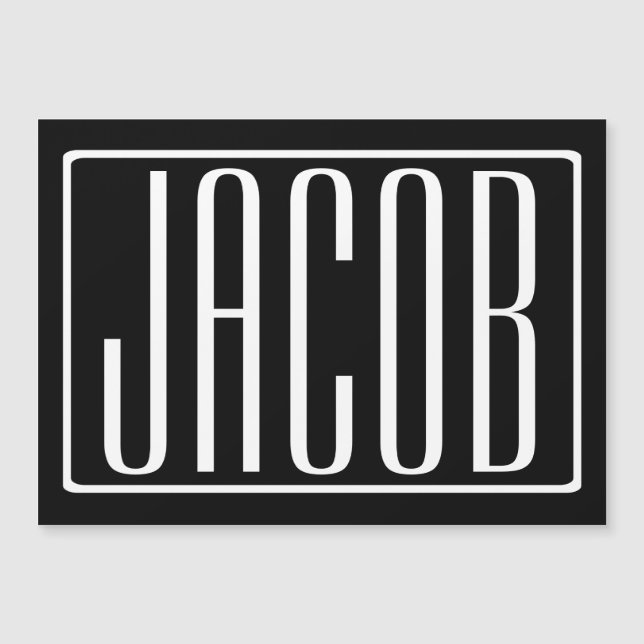 はっきりしたお名前モダンまたは単語 |黒の上に白 (正面)