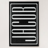 はっきりしたお名前モダンまたは単語 |黒の上に白 ジグソーパズル (縦)