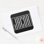 はっきりしたお名前モダンまたは単語 |黒の上に白 スクエアシール (封筒)