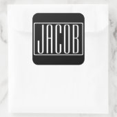 はっきりしたお名前モダンまたは単語 |黒の上に白 スクエアシール (バッグ)