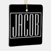 はっきりしたお名前モダンまたは単語 |黒の上に白 セラミックオーナメント (右)