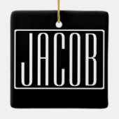 はっきりしたお名前モダンまたは単語 |黒の上に白 セラミックオーナメント (裏面)