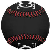 はっきりしたお名前モダンまたは単語 |黒の上に白 ソフトボール (裏面)