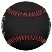 はっきりしたお名前モダンまたは単語 |黒の上に白 ソフトボール (正面)