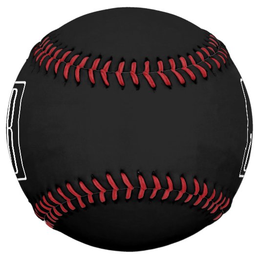 はっきりしたお名前モダンまたは単語 |黒の上に白 ソフトボール (正面)