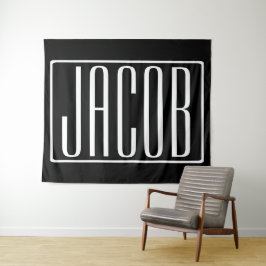 はっきりしたお名前モダンまたは単語 |黒の上に白 タペストリー