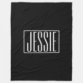 はっきりしたお名前モダンまたは単語 |黒の上に白 フリースブランケット (正面)