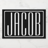 はっきりしたお名前モダンまたは単語 |黒の上に白 フードラベル (シングルラベル)