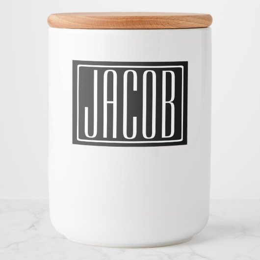 はっきりしたお名前モダンまたは単語 |黒の上に白 フードラベル (正面)