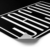 はっきりしたお名前モダンまたは単語 |黒の上に白 ポスター (角)