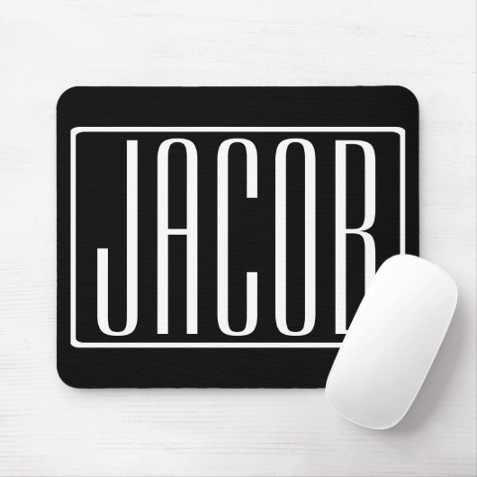 はっきりしたお名前モダンまたは単語 |黒の上に白 マウスパッド (マウス)