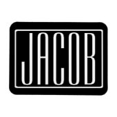 はっきりしたお名前モダンまたは単語 |黒の上に白 マグネット (横)