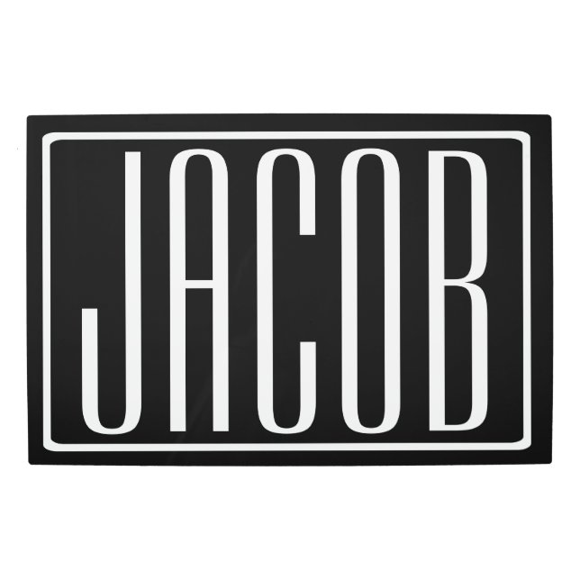 はっきりしたお名前モダンまたは単語 |黒の上に白 メタルプリント (正面)