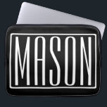 はっきりしたお名前モダンまたは単語 |黒の上に白 ラップトップスリーブ<br><div class="desc">はっきりした&モダン.</div>