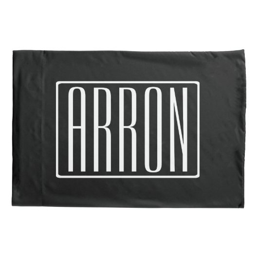 はっきりしたお名前モダンまたは単語 |黒の上に白 枕カバー (裏面)