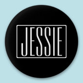 はっきりしたお名前モダンまたは単語 |黒の上に白 缶バッジ