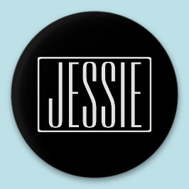 はっきりしたお名前モダンまたは単語 |黒の上に白 缶バッジ