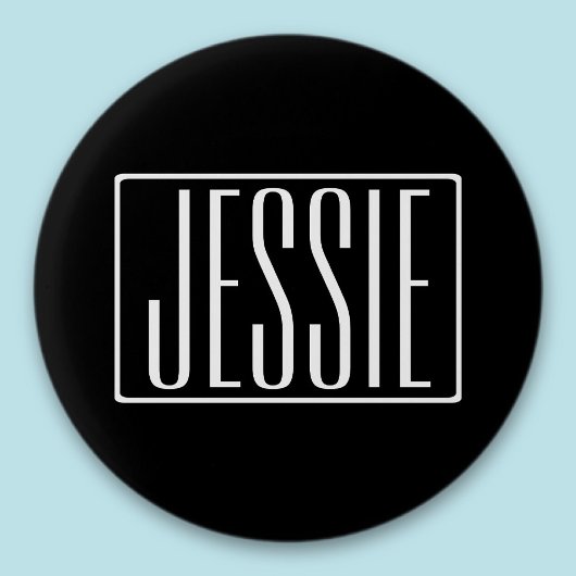 はっきりしたお名前モダンまたは単語 |黒の上に白 缶バッジ