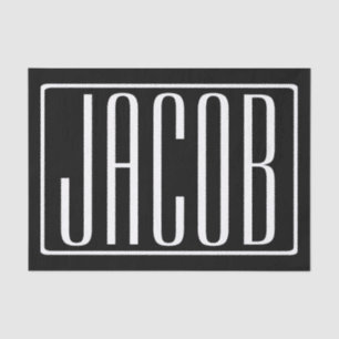 はっきりしたお名前モダンまたは単語  黒の上に白 薄葉紙