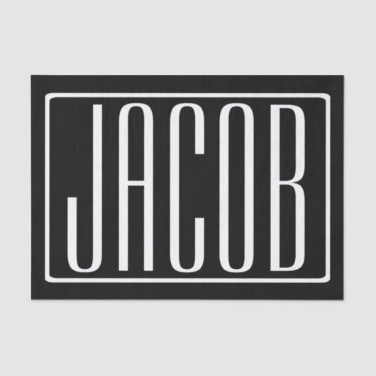 はっきりしたお名前モダンまたは単語 |黒の上に白 薄葉紙 (正面)