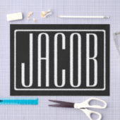 はっきりしたお名前モダンまたは単語 |黒の上に白 薄葉紙 (クラフト)