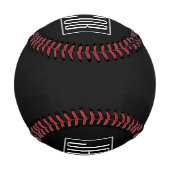 はっきりしたお名前モダンまたは単語 |黒の上に白 野球ボール (裏面)