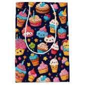 はっきりしたかわいい誕生日パターン ミディアムペーパーバッグ (正面)