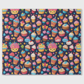 はっきりしたかわいい誕生日パターン ラッピングペーパー (フラット)