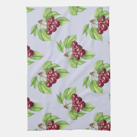 はっきりしたさくらんぼオン・ブランチby Natasha Us キッチンタオル (縦)
