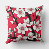 はっきりしたさくらんぼブロッサムイラストレーションオンレッド クッション (裏面)