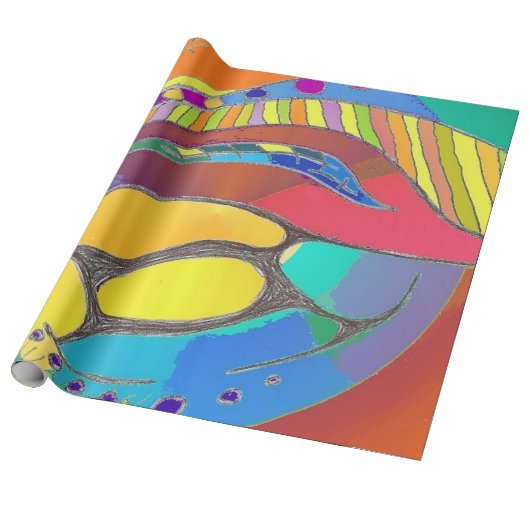 はっきりしたでオーガニックなデザインのリネン包装紙 ラッピングペーパー (アンロールド)