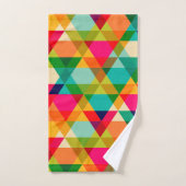 はっきりしたでカラフルで明るく幾何学的な三角形パターン バスタオルセット (ハンドタオル)