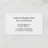 はっきりしたでシンプルな歯科医の名刺 名刺 (裏面)