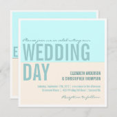 はっきりしたでモダンで写実的なブロックの結婚式招待状 招待状 (正面/裏面)