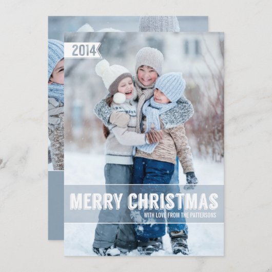 はっきりしたでモダンなメリークリスマスの大きい写真カード シーズンカード (正面/裏面)